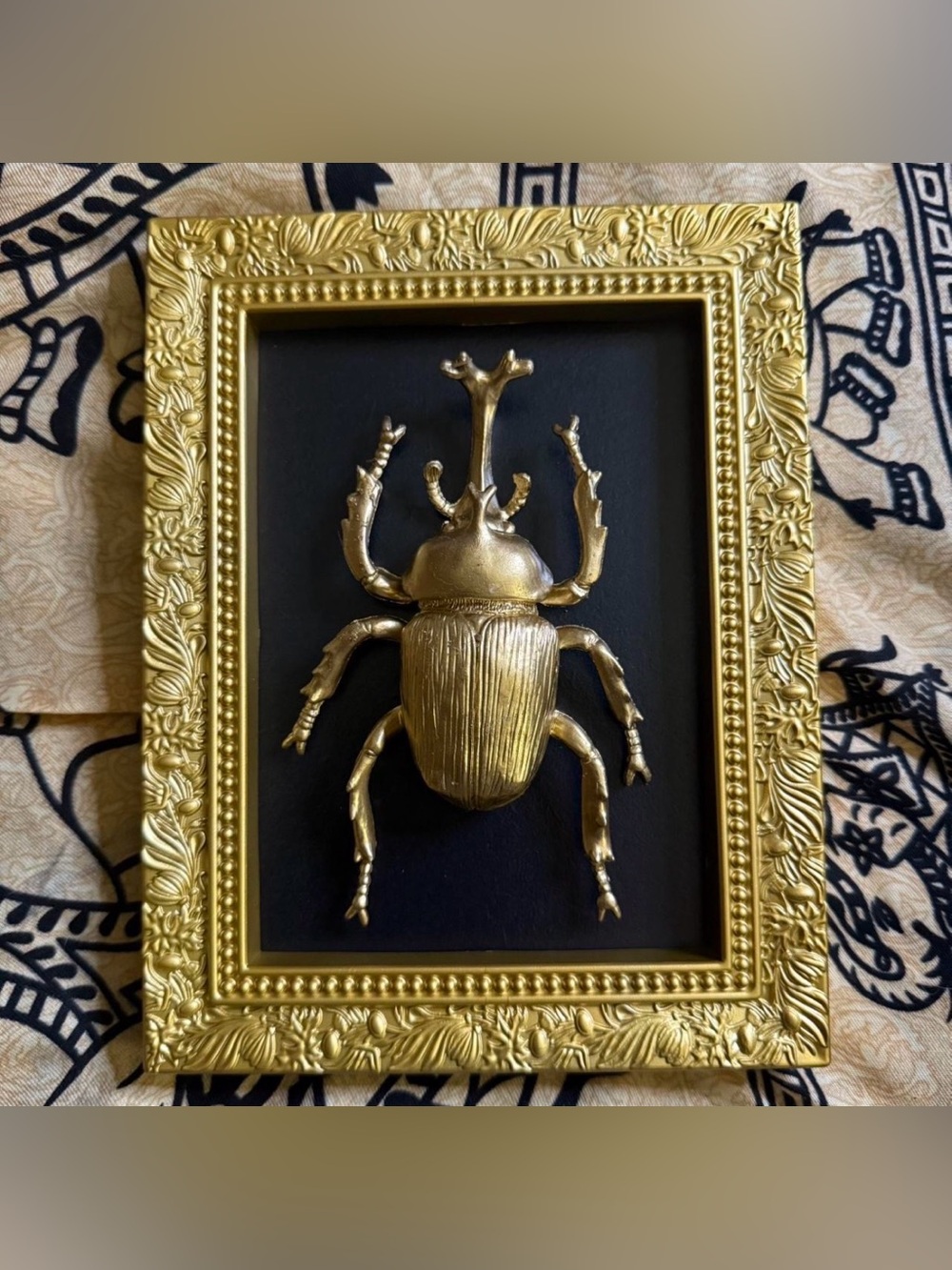Gold Beetle Wall Art Framed Accent - Home Accents
